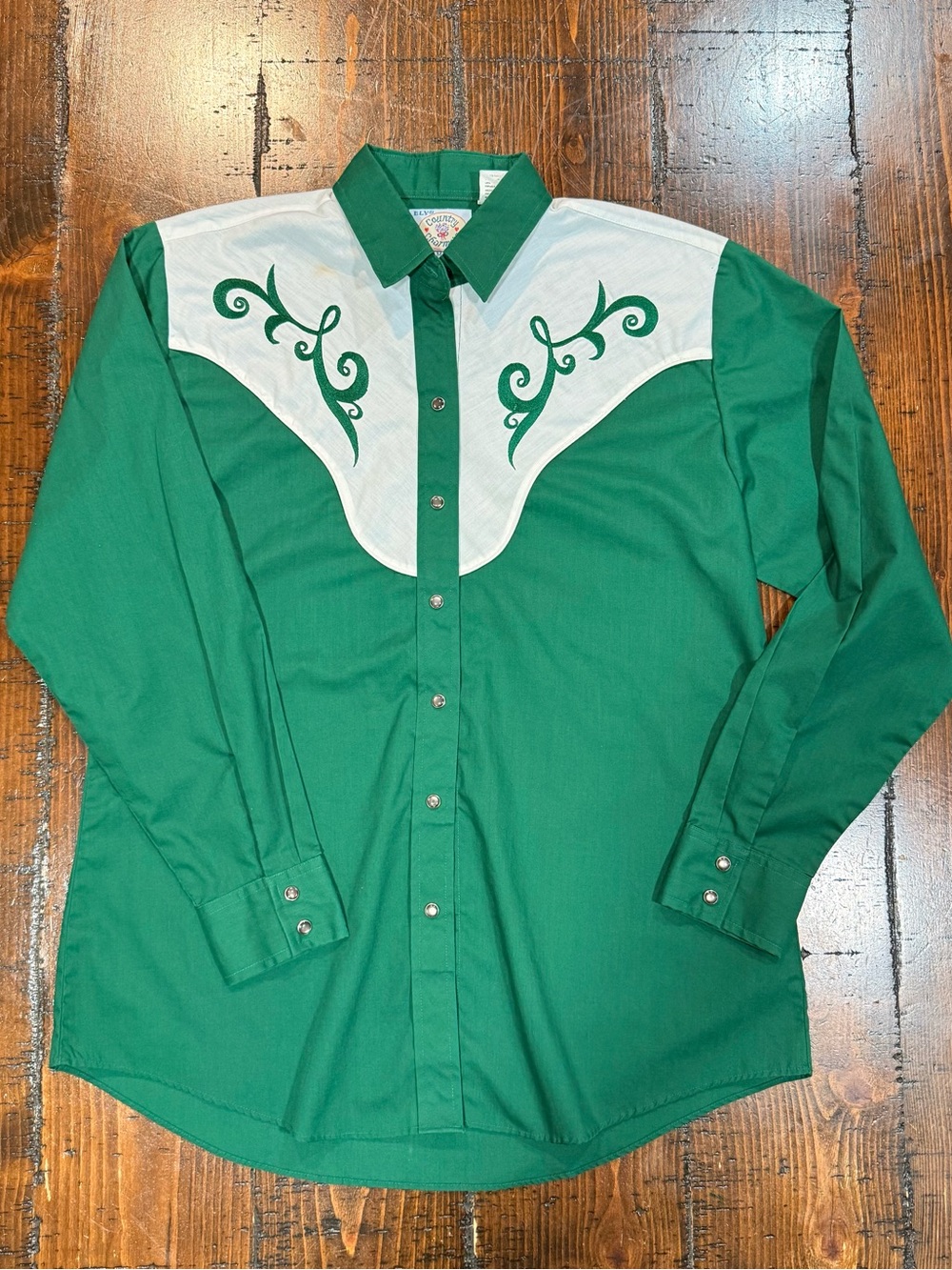 Vintage Ely Western-Style Long Sleeve Shirt with White Yoke